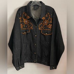 Carole Little Vintage Sz 14 Black Denim Trucker Jacket
Amber Embellished Jewels